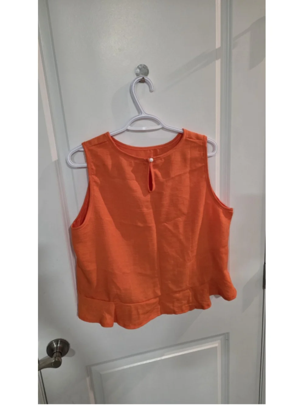 Women’s Orange 2-Piece Set XXL Solid Sleeveless Top + Wide-Leg Elastic Pants